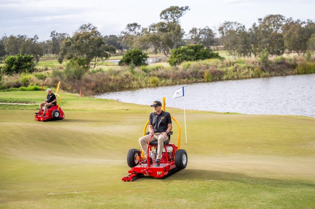 Image of patented Tru-Turf roller on a golf course