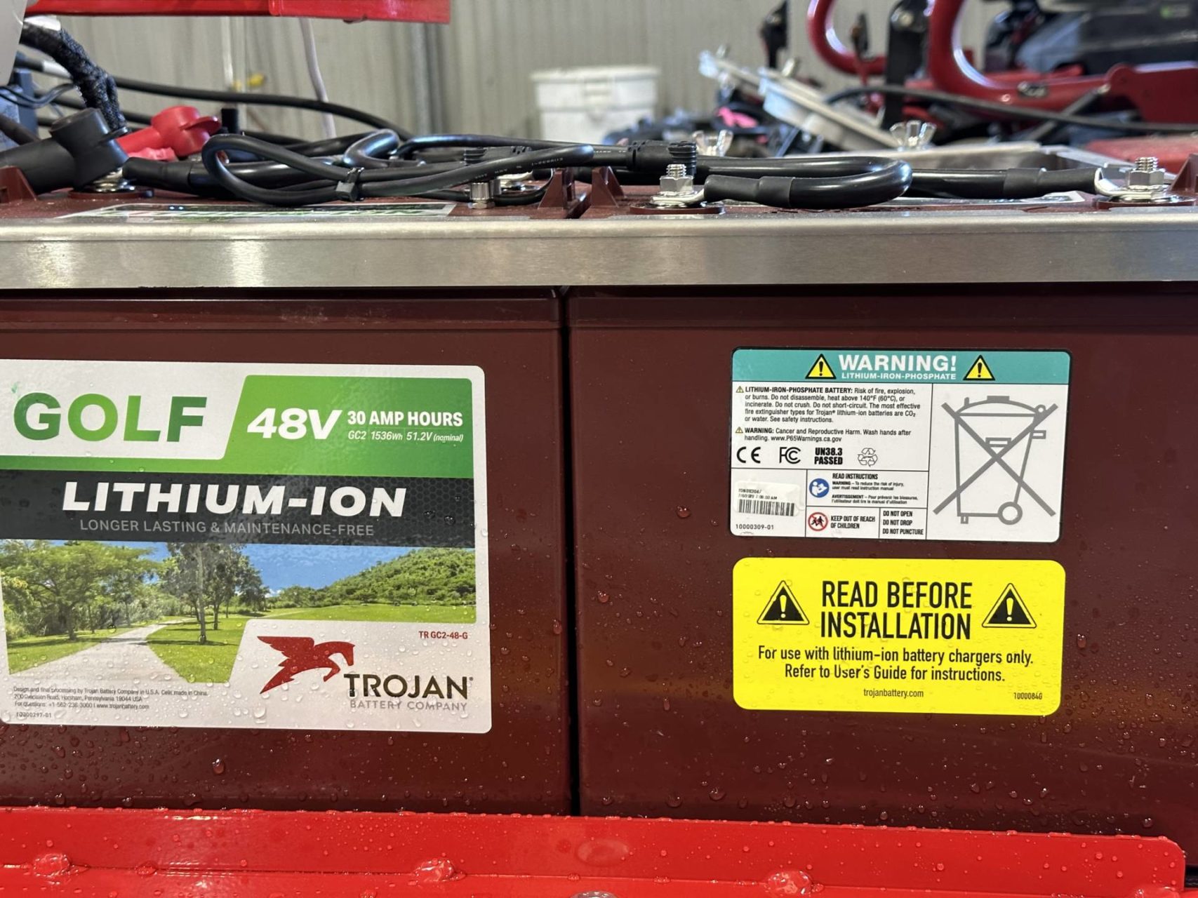 Trojan battery used in Tru-Turf electric rollers which promotes sustainable golf